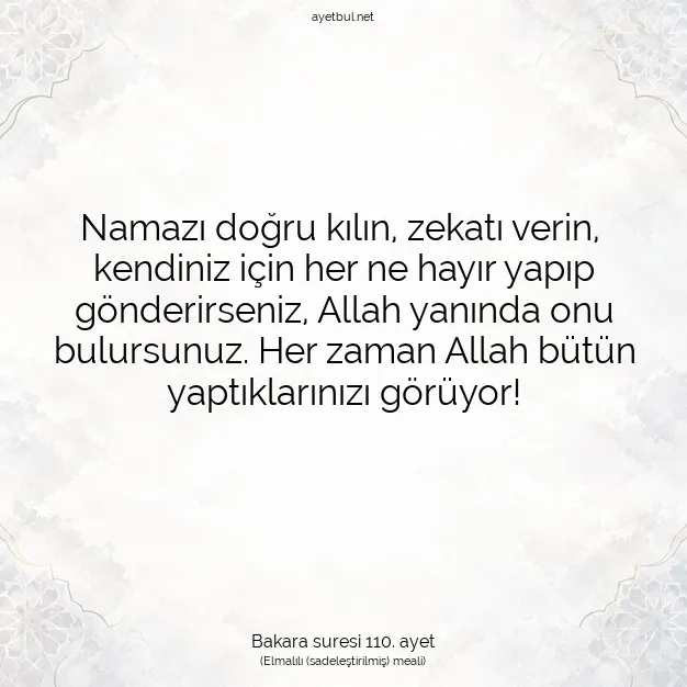 Ayetbul | Kuran Mealleri | Quran | Bakara suresi 110. ayet