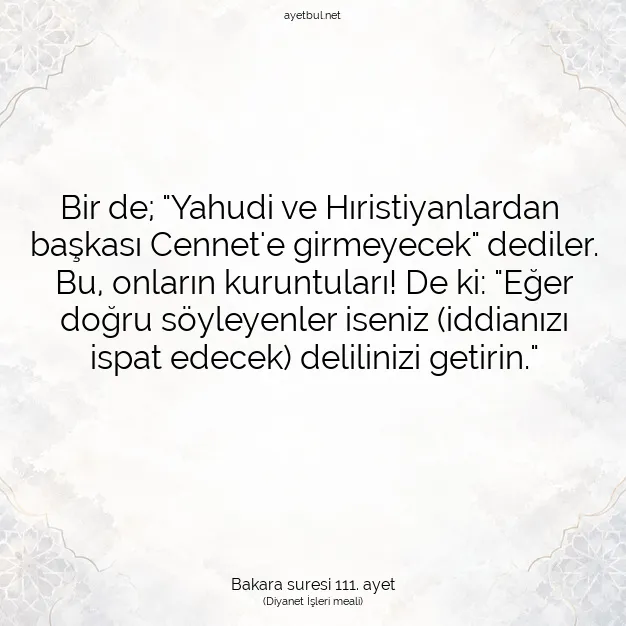 Ayetbul | Kuran Mealleri | Quran | Bakara suresi 111. ayet