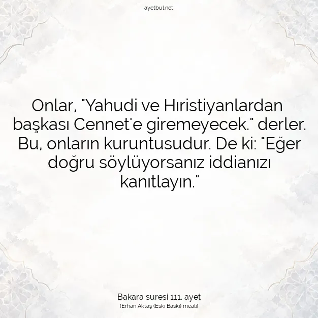 Ayetbul | Kuran Mealleri | Quran | Bakara suresi 111. ayet