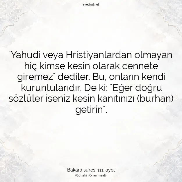 Ayetbul | Kuran Mealleri | Quran | Bakara suresi 111. ayet