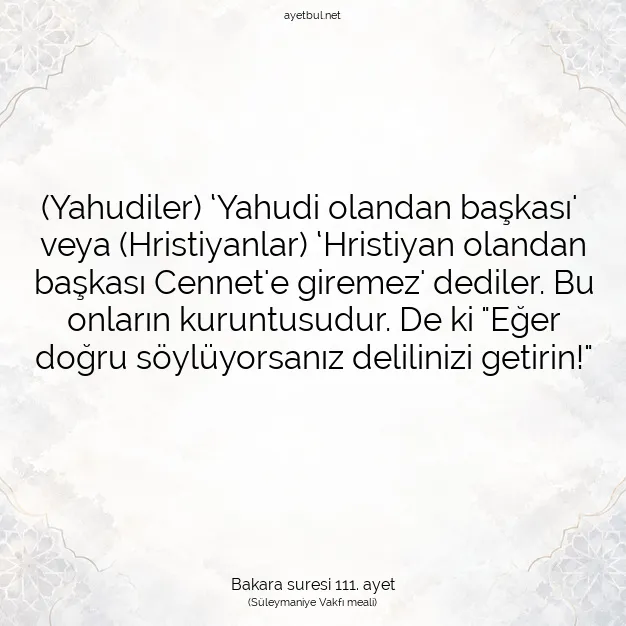 Ayetbul | Kuran Mealleri | Quran | Bakara suresi 111. ayet