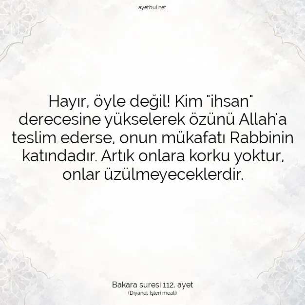 Ayetbul | Kuran Mealleri | Quran | Bakara suresi 112. ayet