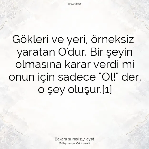 Ayetbul | Kuran Mealleri | Quran | Bakara suresi 117. ayet