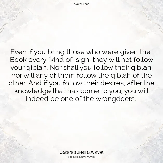 Ayetbul | Kuran Mealleri | Quran | Bakara suresi 145. ayet