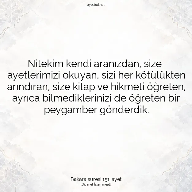 Ayetbul | Kuran Mealleri | Quran | Bakara suresi 151. ayet