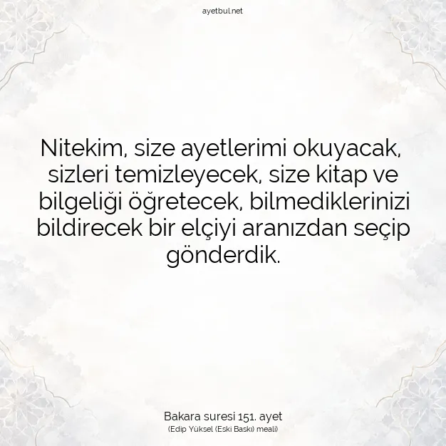 Ayetbul | Kuran Mealleri | Quran | Bakara suresi 151. ayet