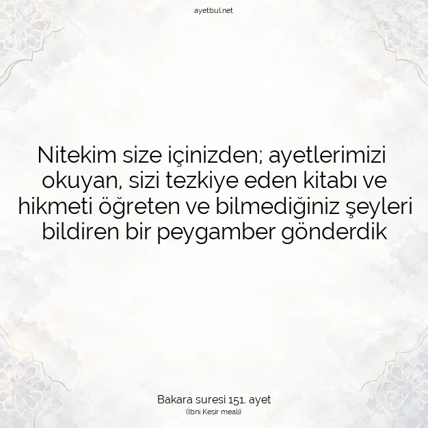 Ayetbul | Kuran Mealleri | Quran | Bakara suresi 151. ayet