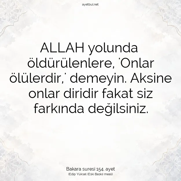 Ayetbul | Kuran Mealleri | Quran | Bakara suresi 154. ayet