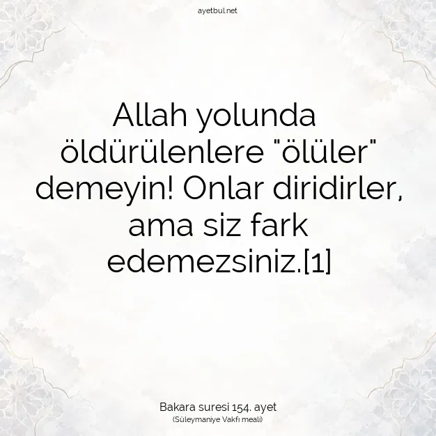 Ayetbul | Kuran Mealleri | Quran | Bakara suresi 154. ayet