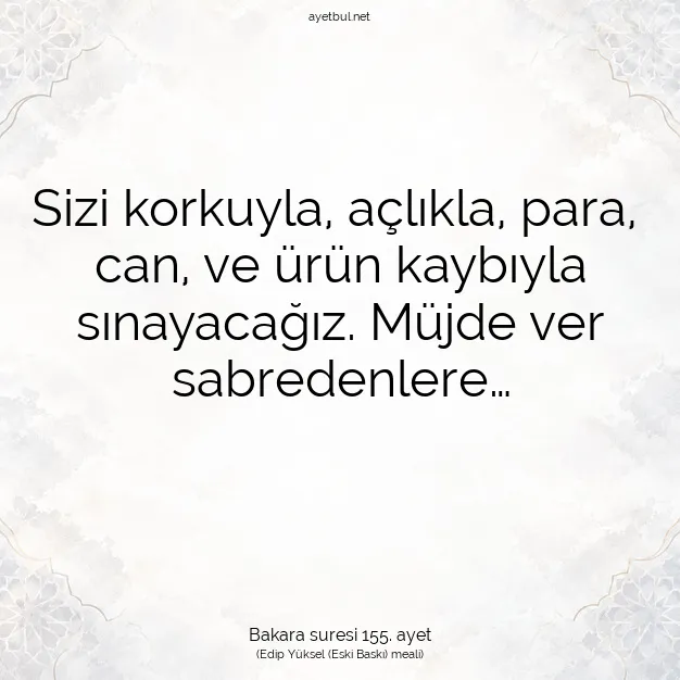 Ayetbul | Kuran Mealleri | Quran | Bakara suresi 155. ayet