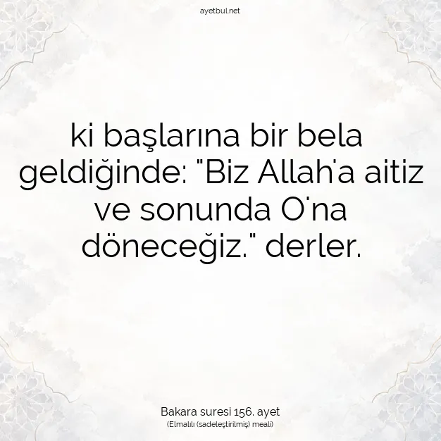 Ayetbul | Kuran Mealleri | Quran | Bakara suresi 156. ayet