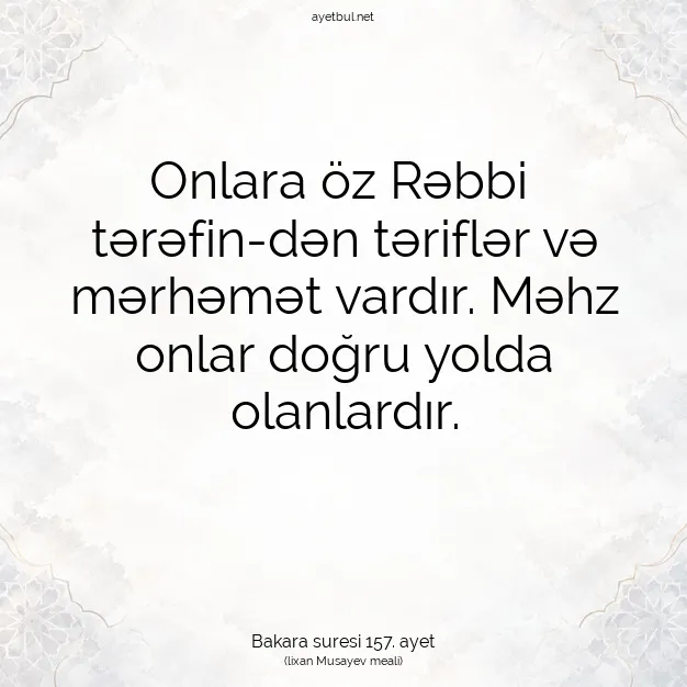 Ayetbul | Kuran Mealleri | Quran | Bakara suresi 157. ayet