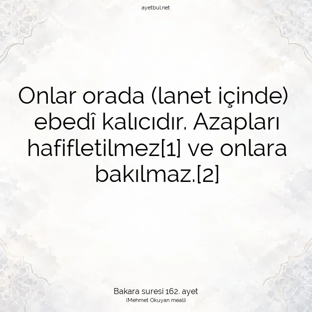Ayetbul | Kuran Mealleri | Quran | Bakara suresi 162. ayet