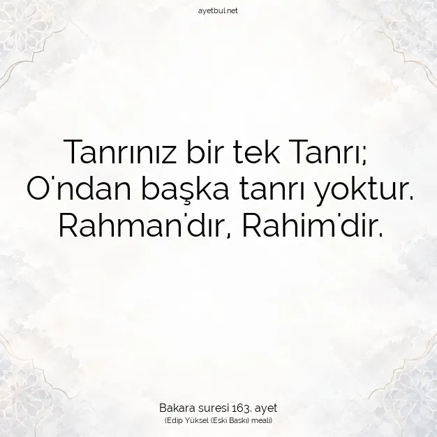 Ayetbul | Kuran Mealleri | Quran | Bakara suresi 163. ayet