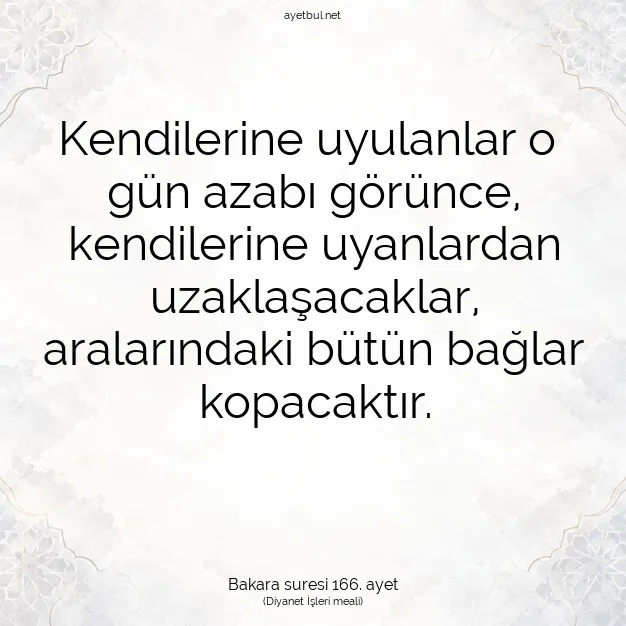 Ayetbul | Kuran Mealleri | Quran | Bakara suresi 166. ayet