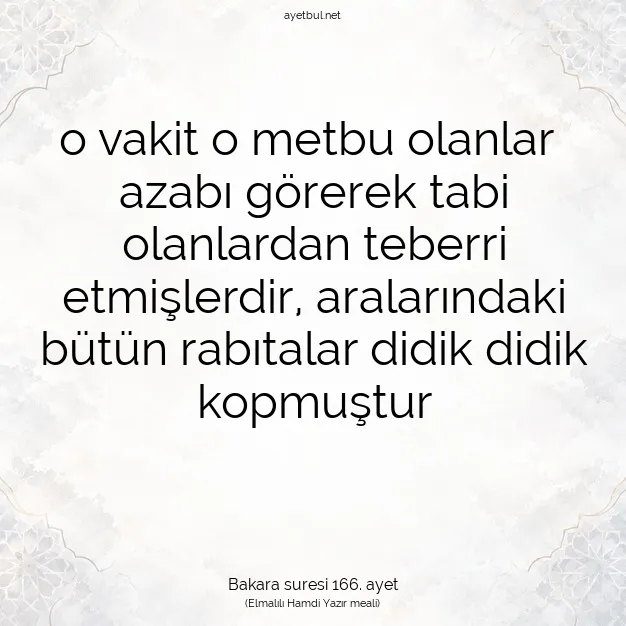 Ayetbul | Kuran Mealleri | Quran | Bakara suresi 166. ayet