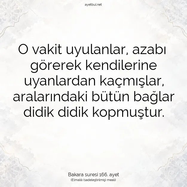 Ayetbul | Kuran Mealleri | Quran | Bakara suresi 166. ayet
