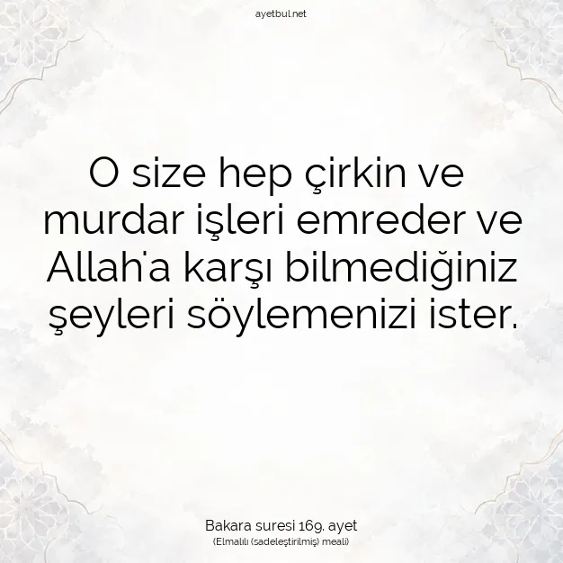 Ayetbul | Kuran Mealleri | Quran | Bakara suresi 169. ayet