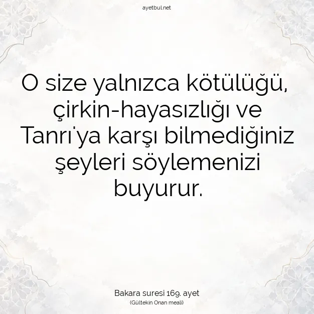 Ayetbul | Kuran Mealleri | Quran | Bakara suresi 169. ayet