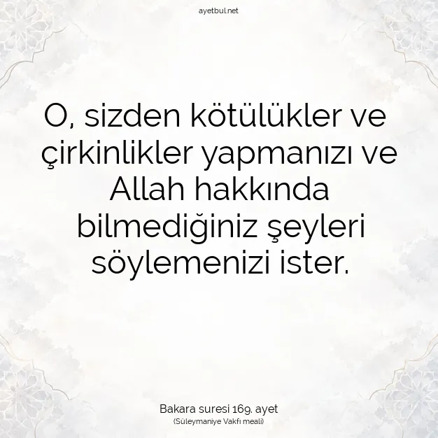Ayetbul | Kuran Mealleri | Quran | Bakara suresi 169. ayet