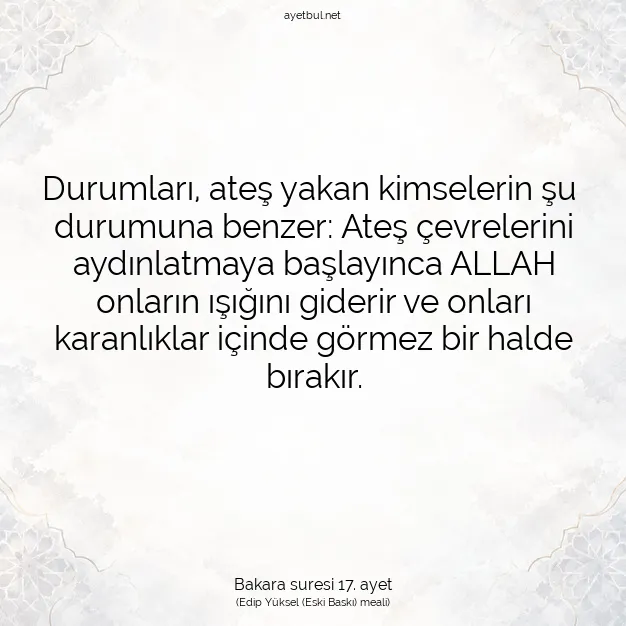 Ayetbul | Kuran Mealleri | Quran | Bakara suresi 17. ayet