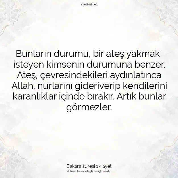 Ayetbul | Kuran Mealleri | Quran | Bakara suresi 17. ayet