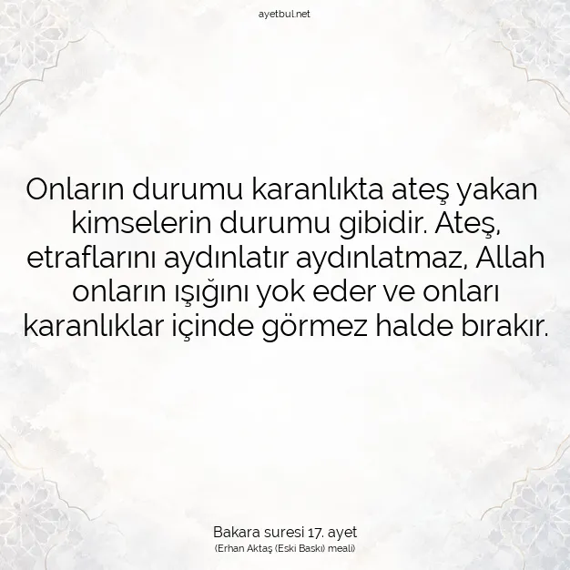 Ayetbul | Kuran Mealleri | Quran | Bakara suresi 17. ayet