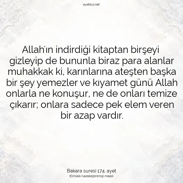Ayetbul | Kuran Mealleri | Quran | Bakara suresi 174. ayet