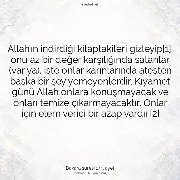 Ayetbul | Kuran Mealleri | Quran | Bakara suresi 174. ayet