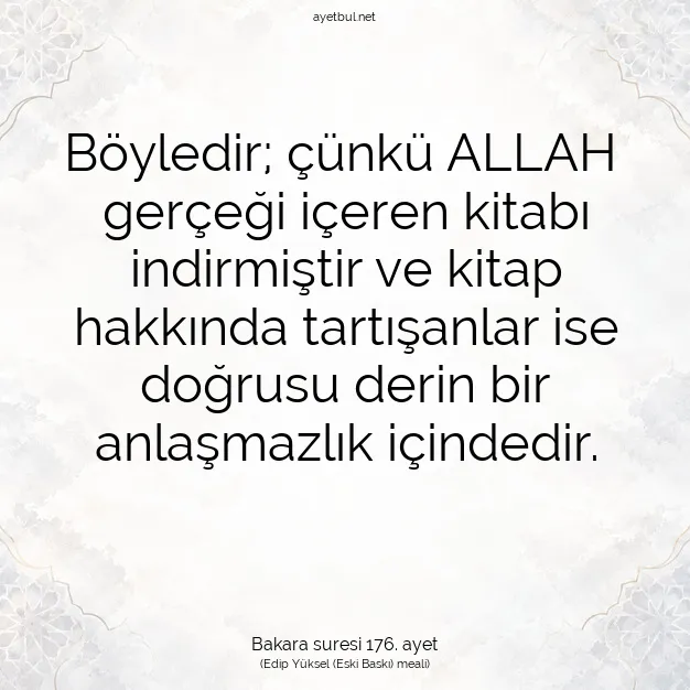 Ayetbul | Kuran Mealleri | Quran | Bakara suresi 176. ayet