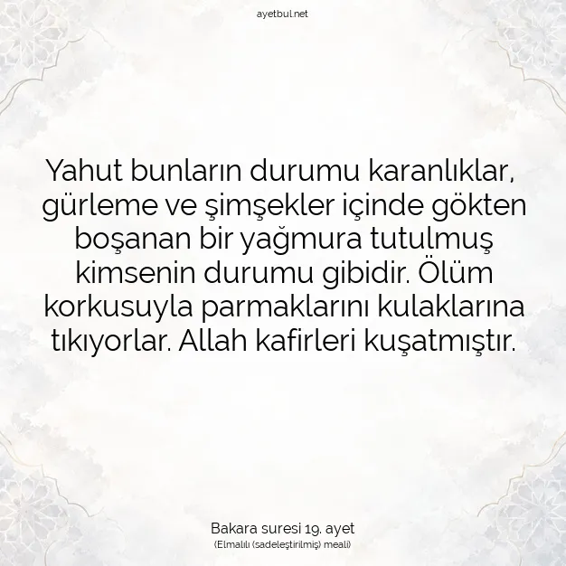 Ayetbul | Kuran Mealleri | Quran | Bakara suresi 19. ayet