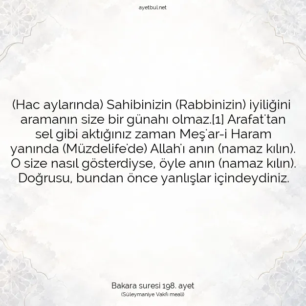 Ayetbul | Kuran Mealleri | Quran | Bakara suresi 198. ayet