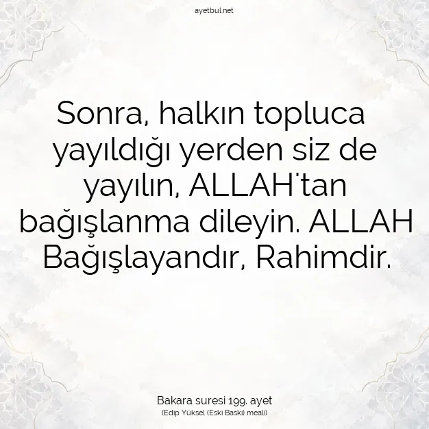 Ayetbul | Kuran Mealleri | Quran | Bakara suresi 199. ayet