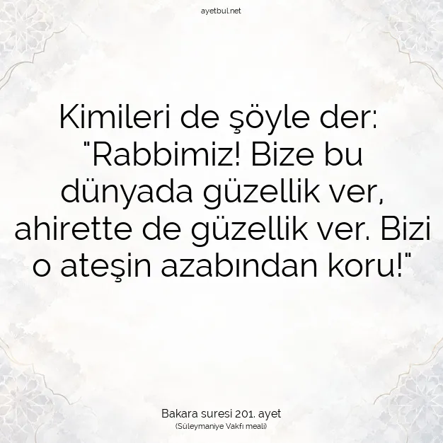 Ayetbul | Kuran Mealleri | Quran | Bakara suresi 201. ayet