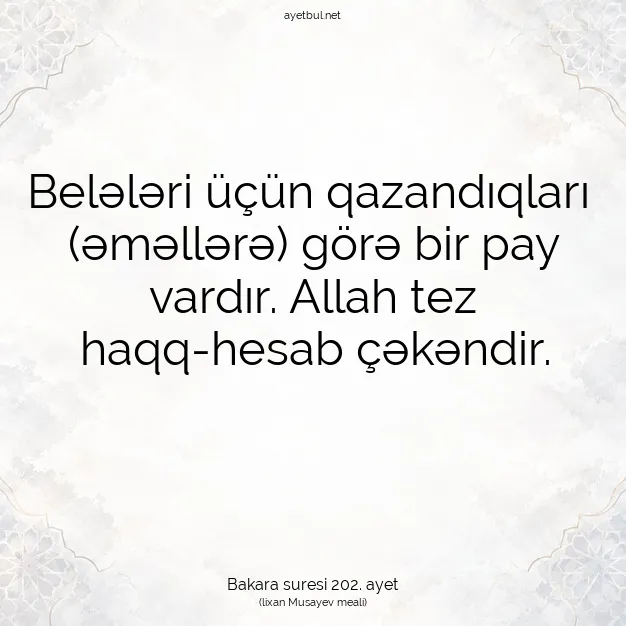 Ayetbul | Kuran Mealleri | Quran | Bakara suresi 202. ayet