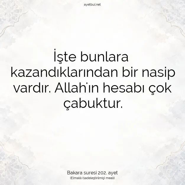 Ayetbul | Kuran Mealleri | Quran | Bakara suresi 202. ayet