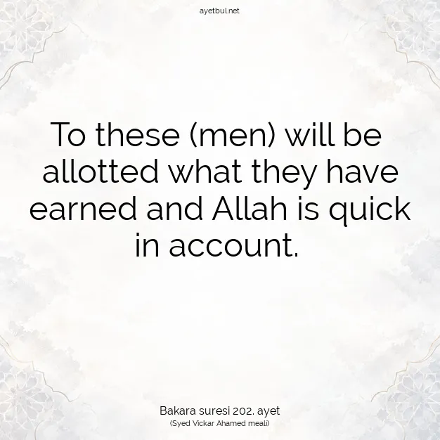 Ayetbul | Kuran Mealleri | Quran | Bakara suresi 202. ayet