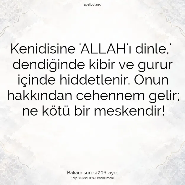Ayetbul | Kuran Mealleri | Quran | Bakara suresi 206. ayet