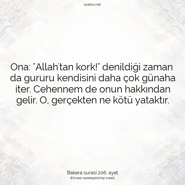 Ayetbul | Kuran Mealleri | Quran | Bakara suresi 206. ayet