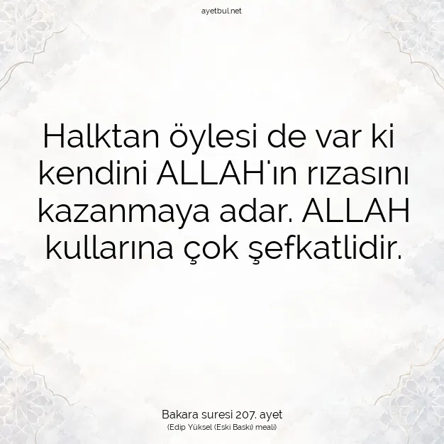 Ayetbul | Kuran Mealleri | Quran | Bakara suresi 207. ayet