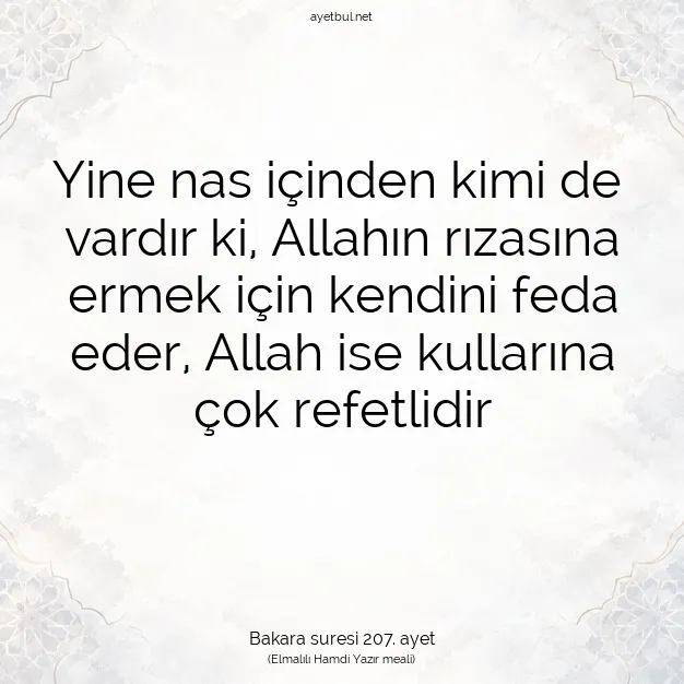 Ayetbul | Kuran Mealleri | Quran | Bakara suresi 207. ayet