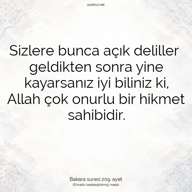 Ayetbul | Kuran Mealleri | Quran | Bakara suresi 209. ayet