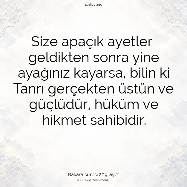 Ayetbul | Kuran Mealleri | Quran | Bakara suresi 209. ayet