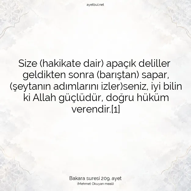 Ayetbul | Kuran Mealleri | Quran | Bakara suresi 209. ayet