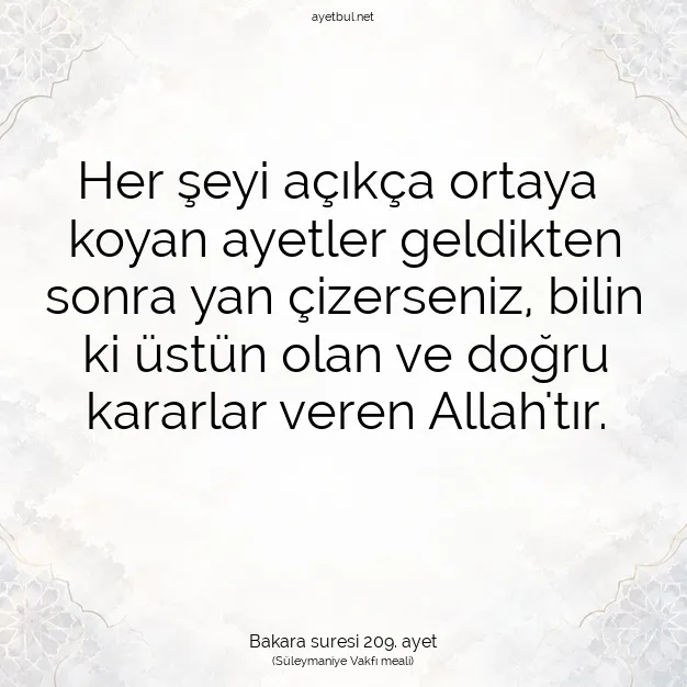 Ayetbul | Kuran Mealleri | Quran | Bakara suresi 209. ayet