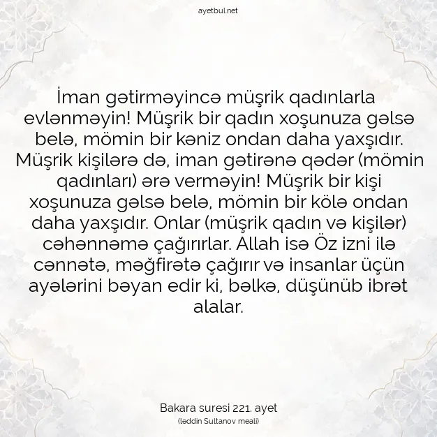 Ayetbul | Kuran Mealleri | Quran | Bakara suresi 221. ayet
