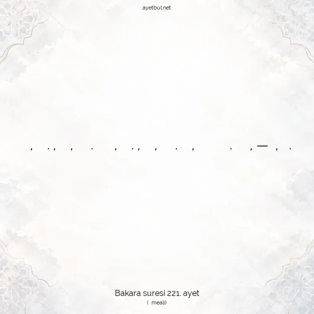 Ayetbul | Kuran Mealleri | Quran | Bakara suresi 221. ayet