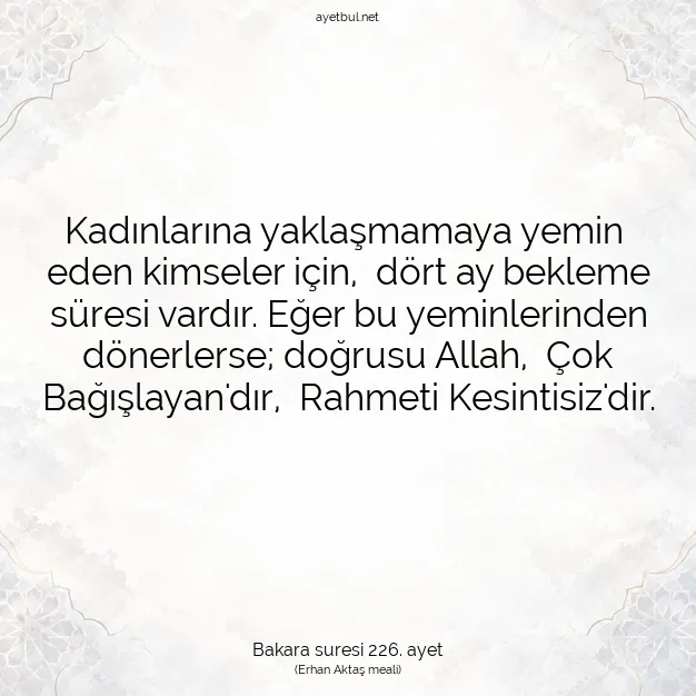 Ayetbul | Kuran Mealleri | Quran | Bakara suresi 226. ayet