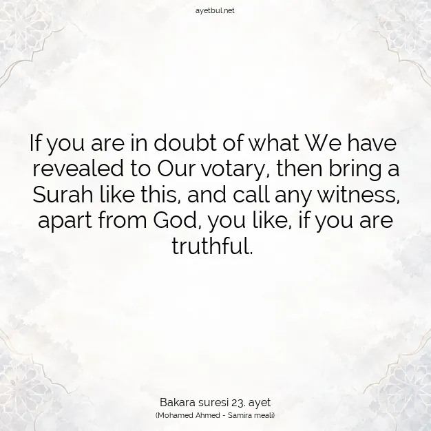 Ayetbul | Kuran Mealleri | Quran | Bakara suresi 23. ayet