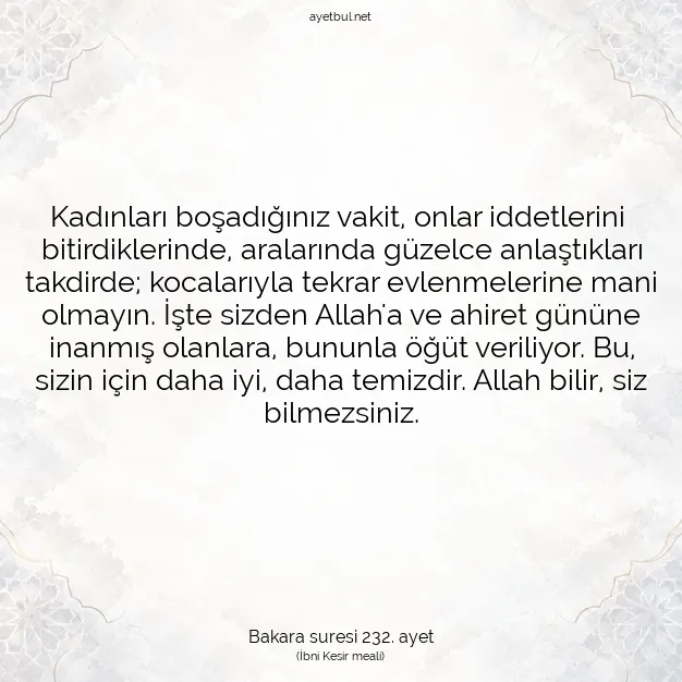 Ayetbul | Kuran Mealleri | Quran | Bakara suresi 232. ayet